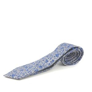 Haines & Bonner Necktie Mens Blue Silver Floral Silk Blend Formal Dapper 60"L